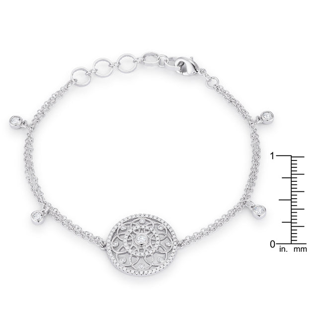 .5 Ct Rhodium Bracelet with Interlocking Circles and CZ