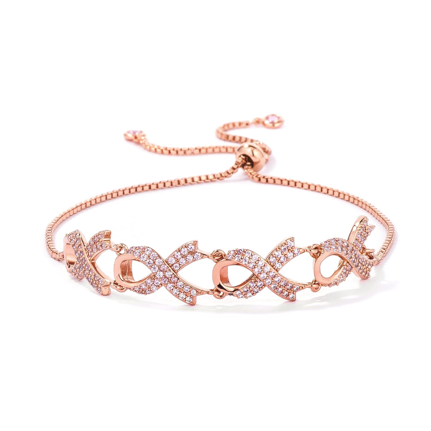 Rose Gold Plated Pink Ribbon Bracelet