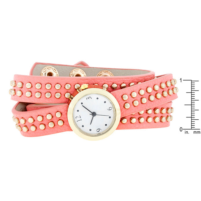 Pink Mini Studded Wrap Watch