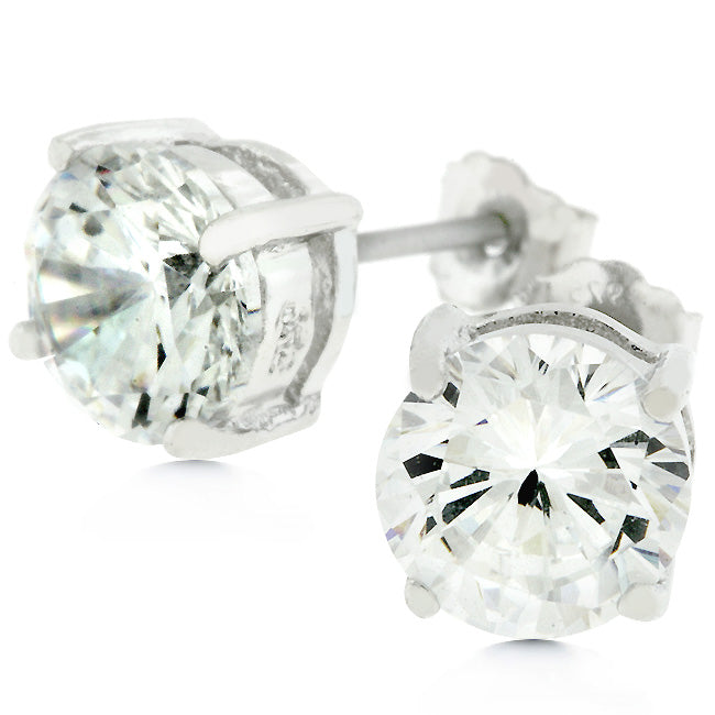 Clear Silver Round Studs 6.25 MM Earrings