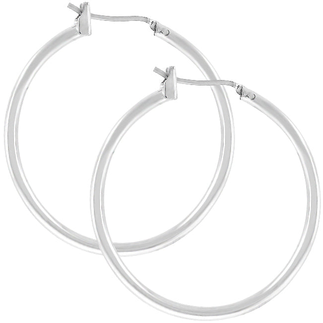 Silvertone Finish Hoop Earrings