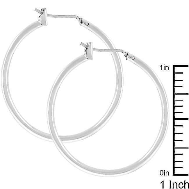 Silvertone Finish Hoop Earrings