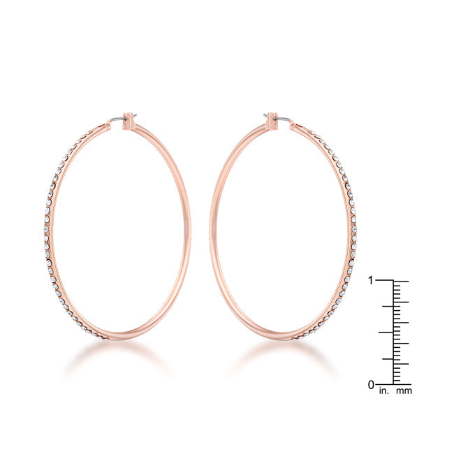 Large Rosegold Hoop Earrings with Crystals