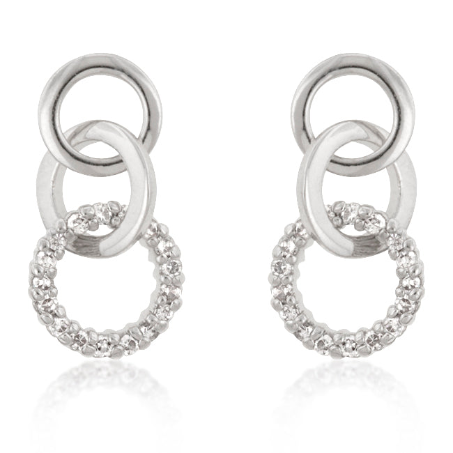 Rhodium Plated Finish Triplet Hooplet Earrings