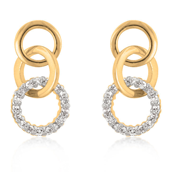 Goldtone Finish Triplet Hooplet Earrings