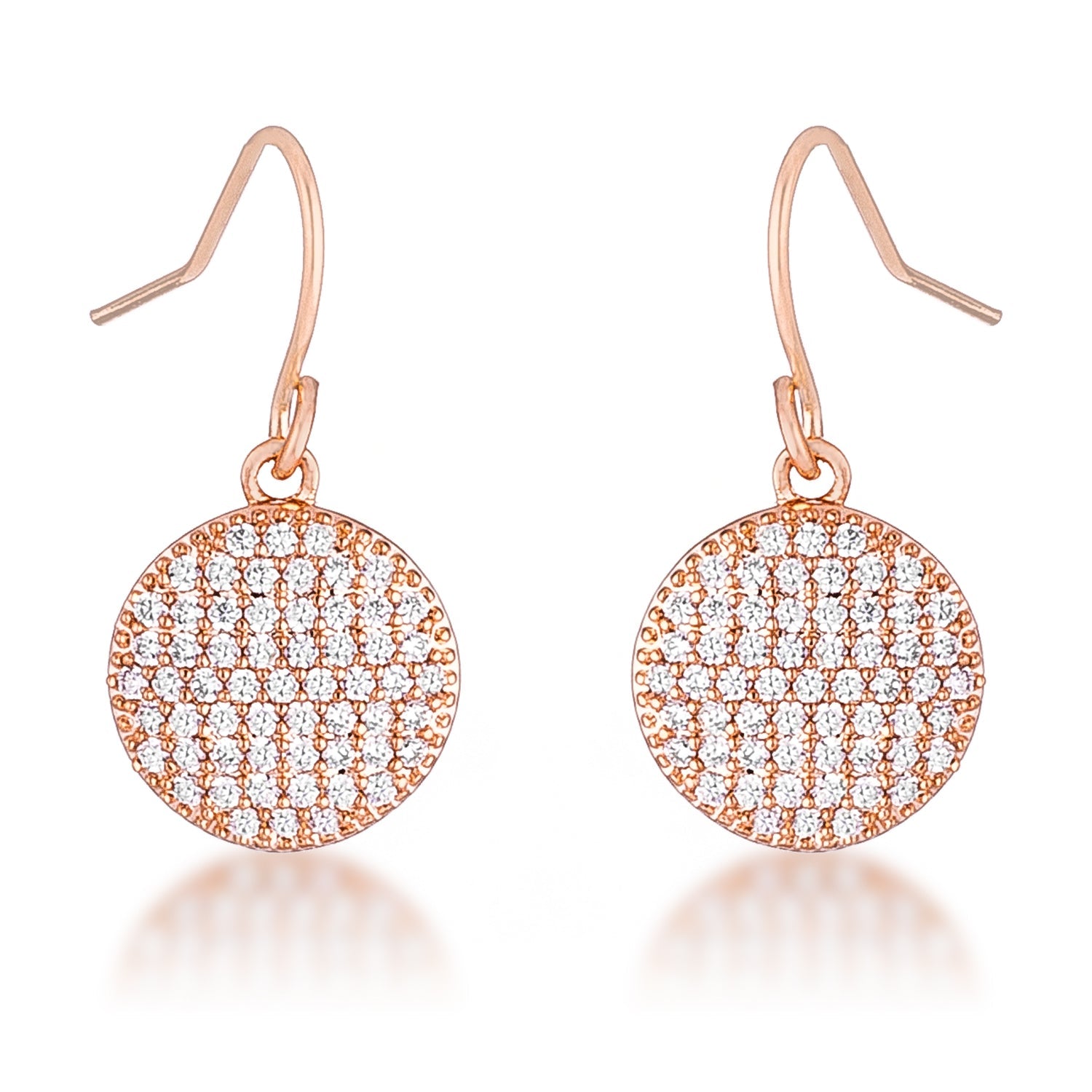 .6 Ct Elegant CZ Rose Gold Plated Disk Earrings