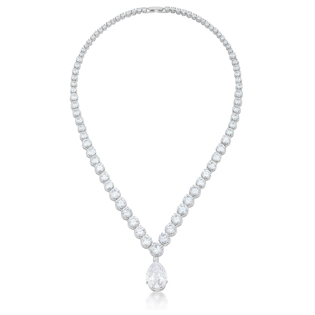 Bejeweled Cubic Zirconia Pear Drop Necklace