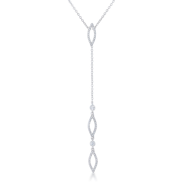 Carmela 0.6ct CZ Rhodium Classic Drop Lariat Necklace