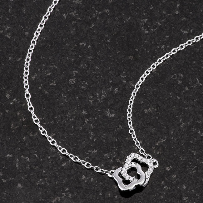 .21 Ct Rhodium Necklace with Floral Links