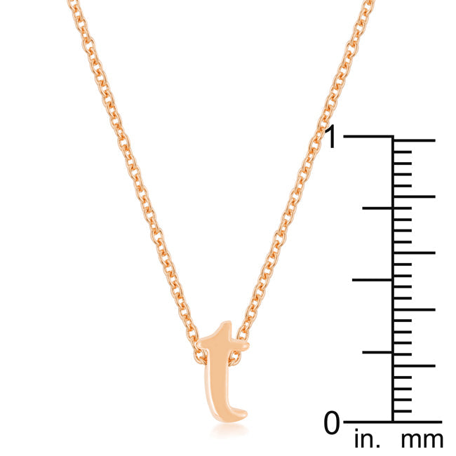 Rose Gold Finish Initial T Pendant