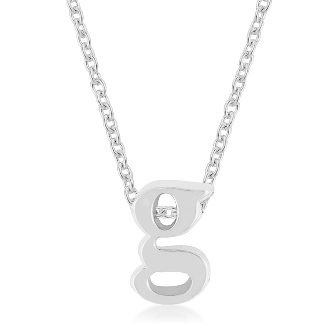 Rhodium Plated Finish Initial G Pendant