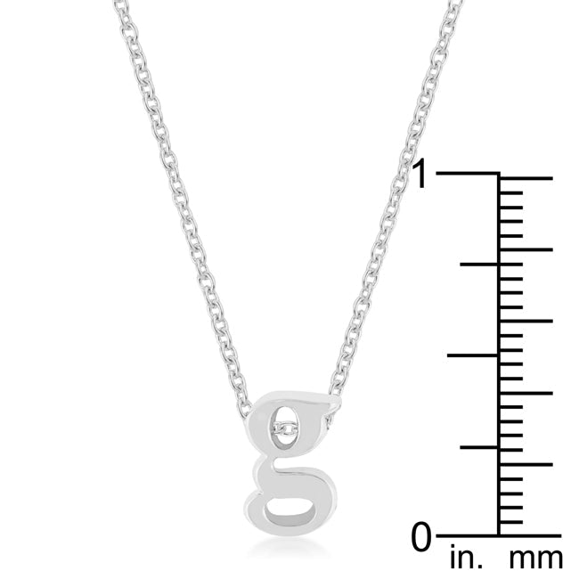 Rhodium Plated Finish Initial G Pendant