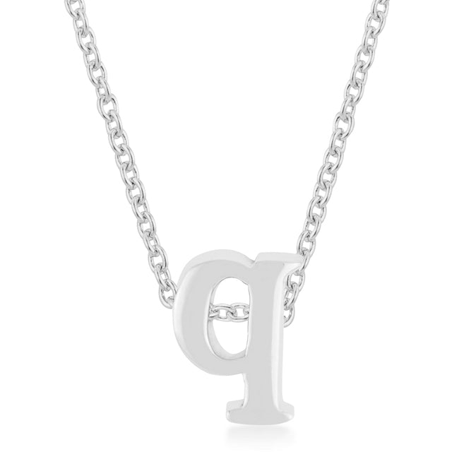 Rhodium Plated Finish Initial Q Pendant