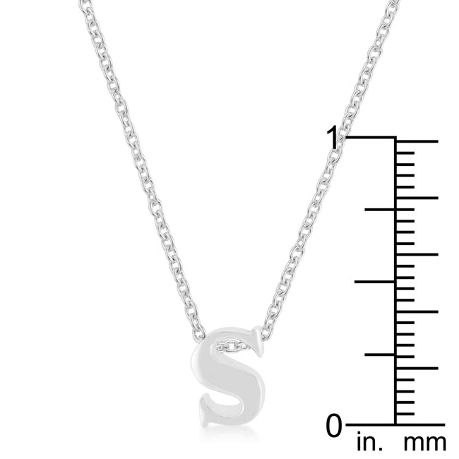 Rhodium Plated Finish Initial S Pendant