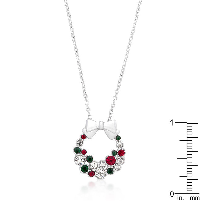 Holiday Wreath Colored Crystal Pendant