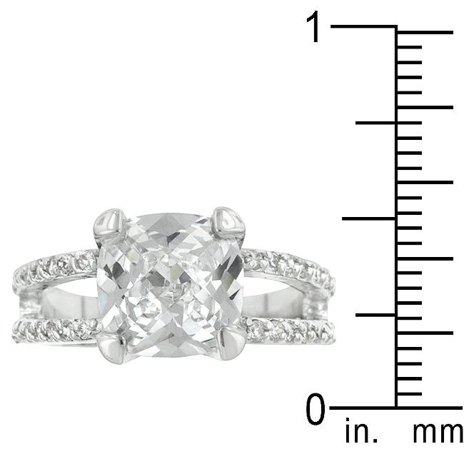 Double Band Cubic Zirconia Engagement Ring