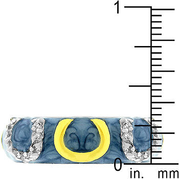 Blue Enamel Horseshoe Ring