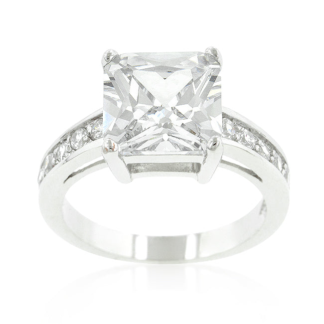 Classic Princess Cut Raised Pave Engagement Ring