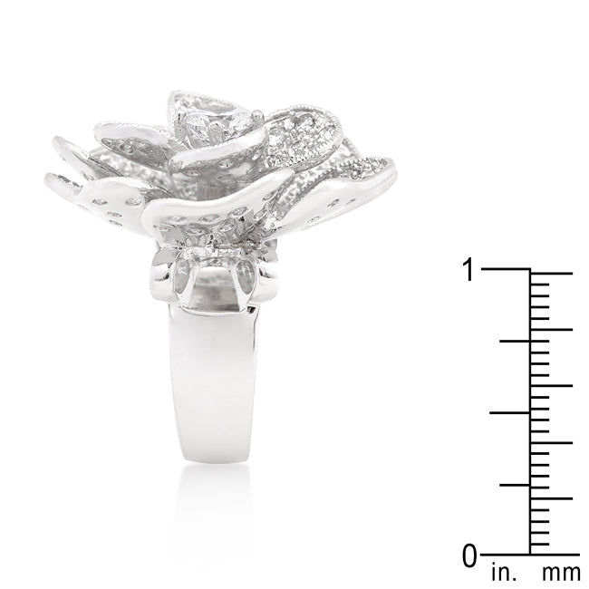 Large Flower Cubic Zirconia Cocktail Ring