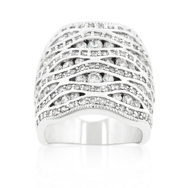 Cubic Zirconia Pave Abstract Ring