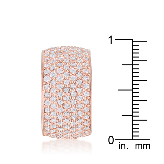 Wide Pave Cubic Zirconia Rose Gold Band Ring