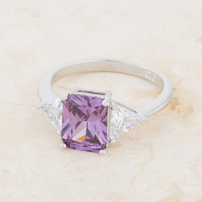 Classic Amethyst Sterling Silver Engagement Ring