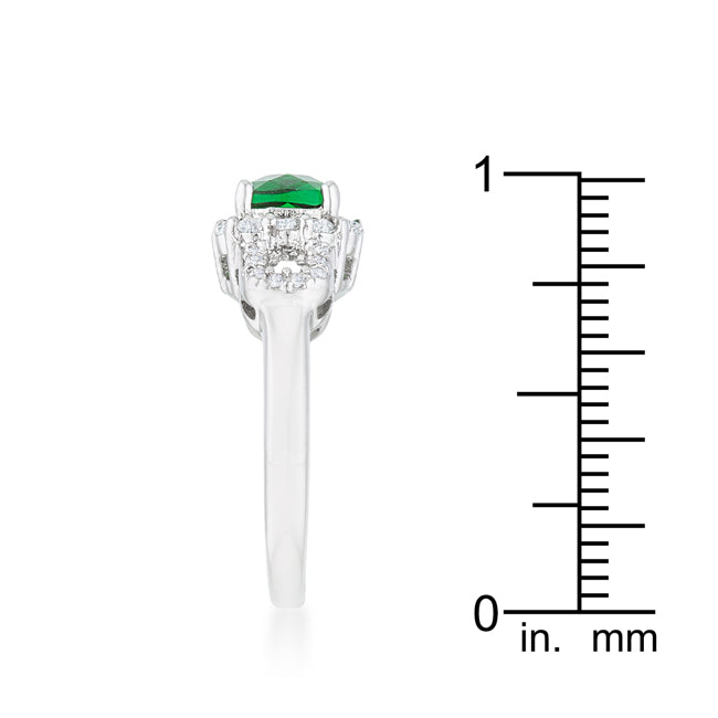 Liz 1.1ct Emerald CZ Rhodium Classic Ring