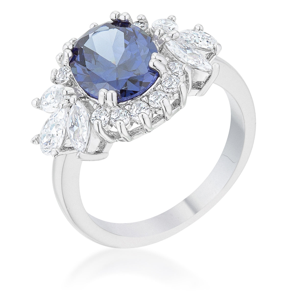 Krizia 4.2ct Tanzanite CZ Rhodium Classic Ring