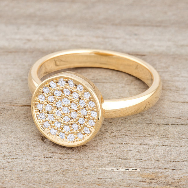 Krystal 0.2ct CZ 14k Gold Pave Circle Ring