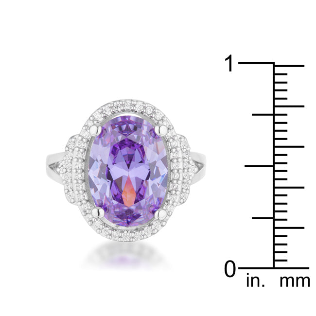 Melanie 5.95ct Amethyst CZ Rhodium Cocktail Ring