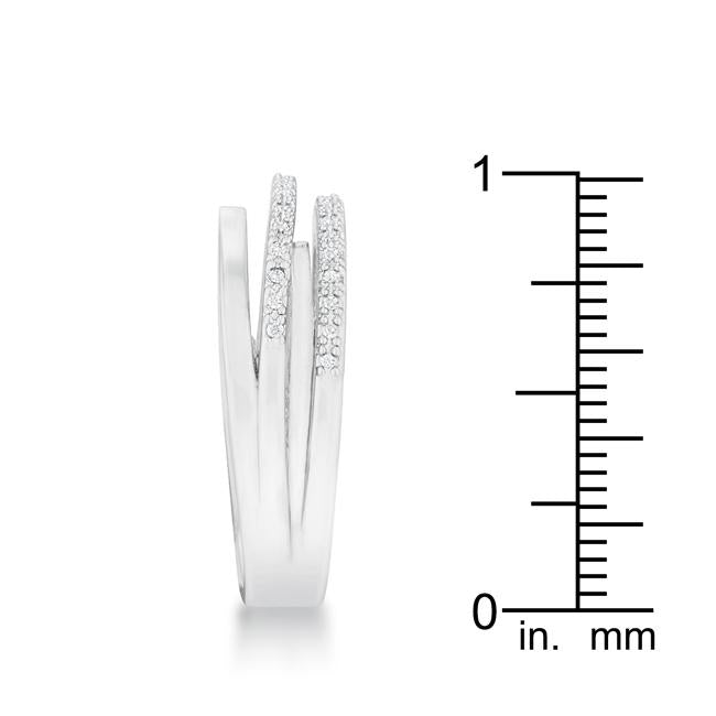 Lynn 0.25ct CZ Rhodium Twisted Trio Band Ring