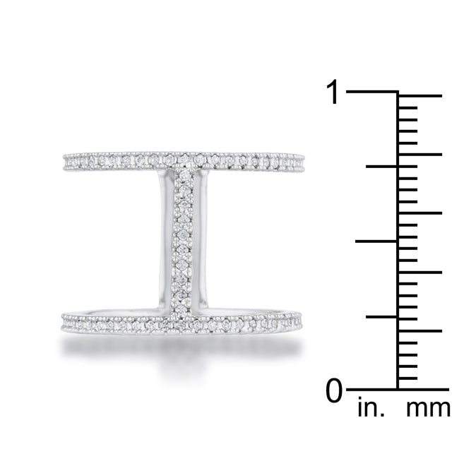 Christina 0.3ct CZ Rhodium Open Contemporary Wide Ring