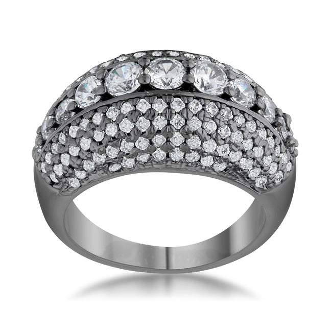 Krista 1.5ct CZ Hematite Contemporary Cocktail Ring