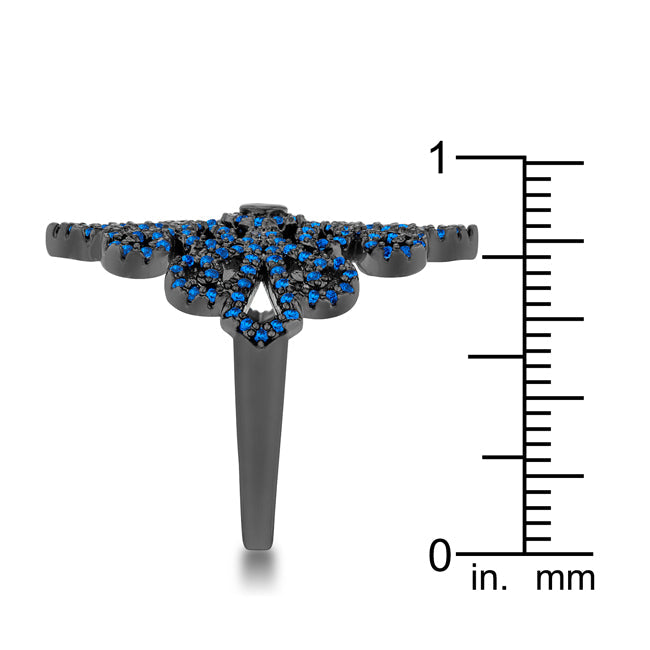 Victoria 1.23ct Sapphire CZ Hematite Filigree Cocktail Ring