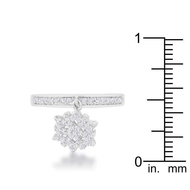 Snowflake 0.35ct CZ Rhodium Simple Holiday Charm Band Ring