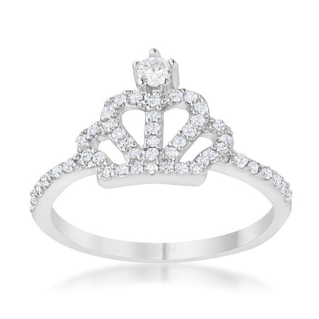 Elina 0.36ct CZ Rhodium Simple Crown Ring