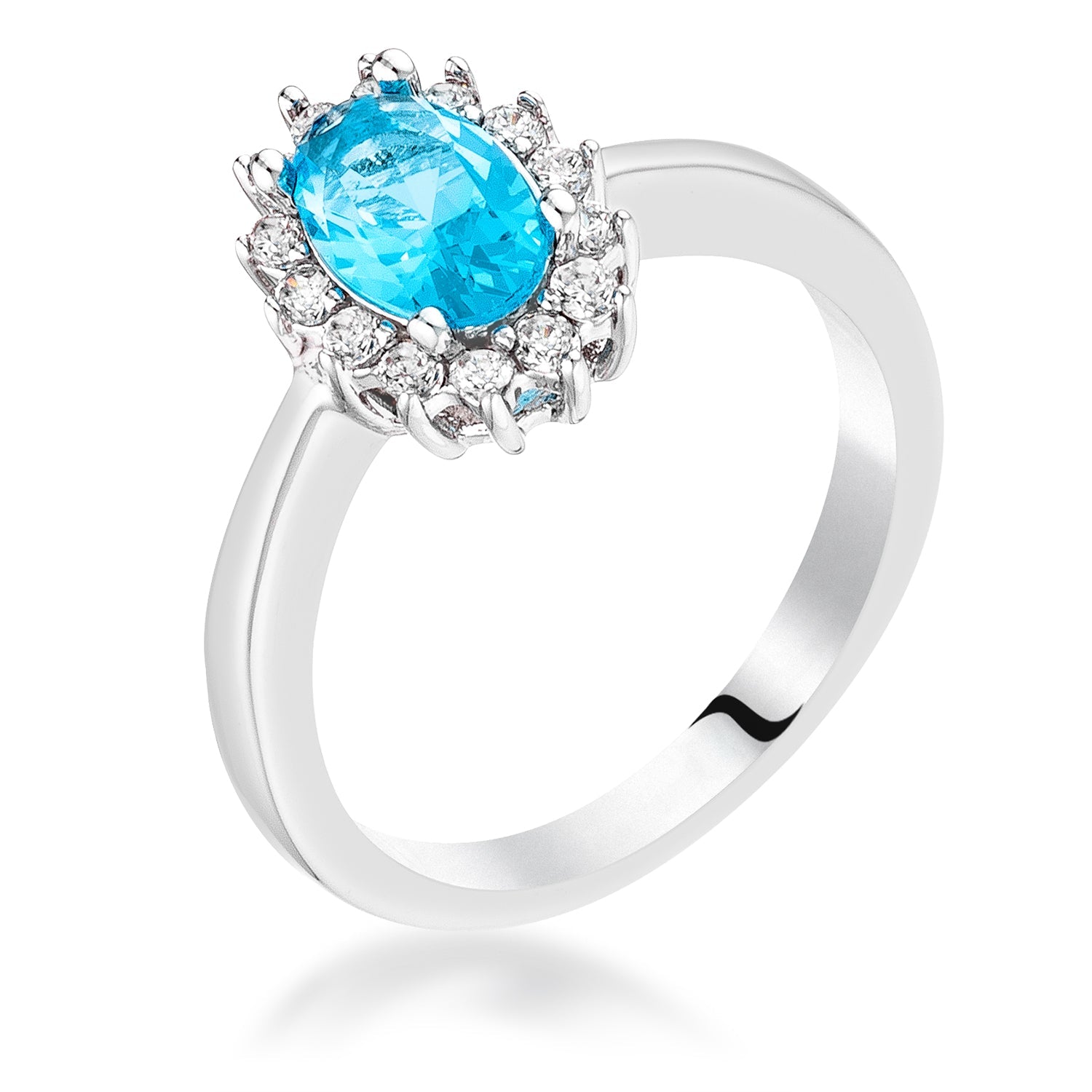 Aqua Blue CZ Petite Oval Ring